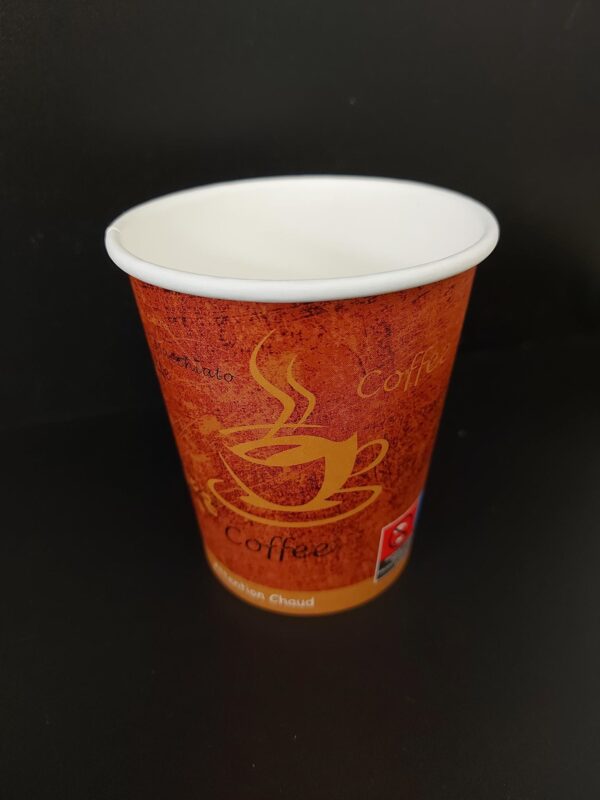 Kelímek papírový CTG hnědý s potiskem 0,2 l na kávu, průměr 80 mm