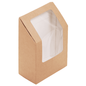 Box papírový na tortilu/wrap Eko hnědý s okénkem 90x50x130 mm
