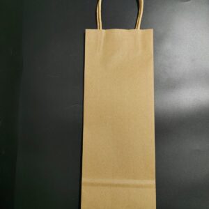 Dárková taška papírová hnědá na víno 13x38 cm s krouceným uchem